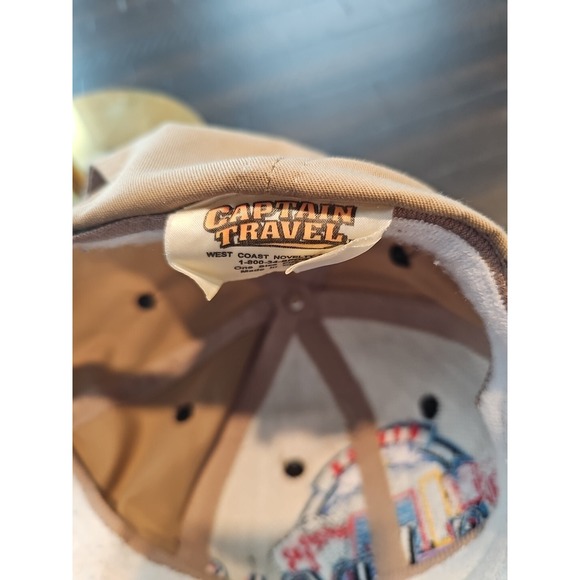 Vintage Mens Beige Las Vegas Travel Snapback Adjustable Twill Cap - Picture 10 of 12